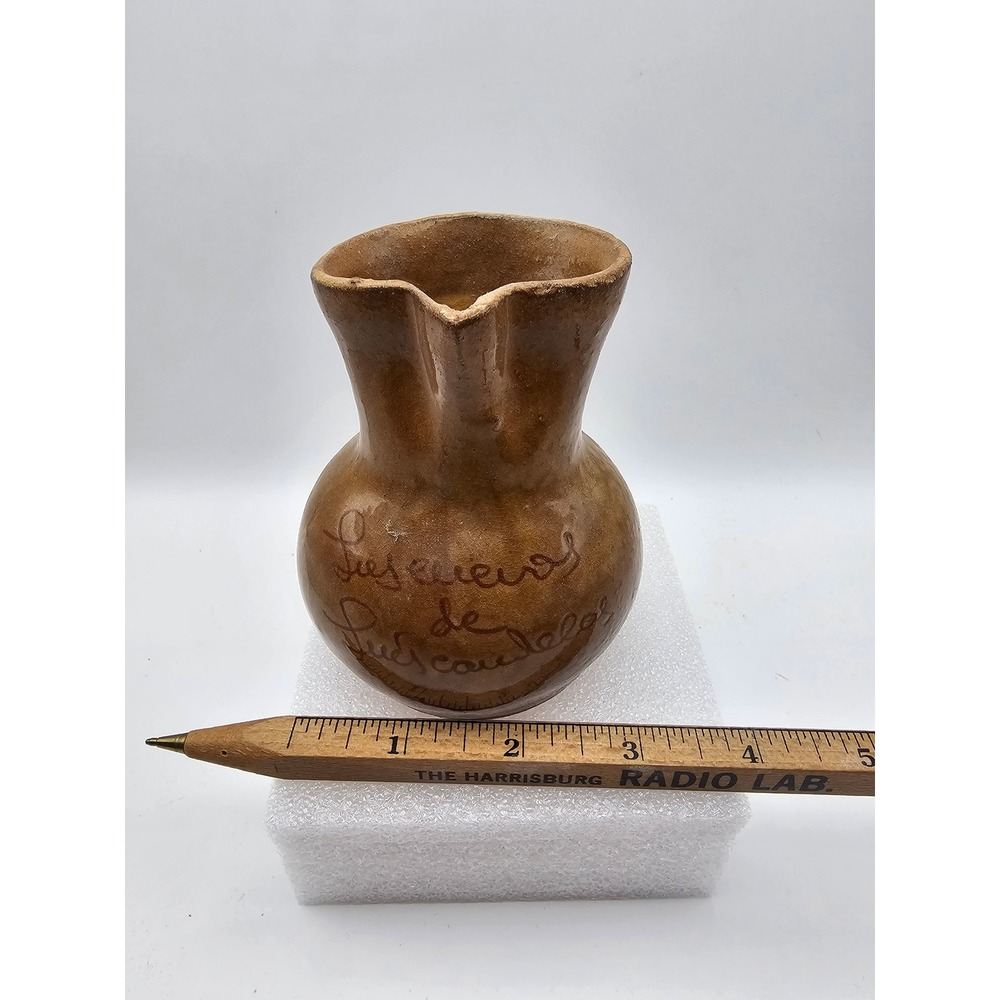 Vintage Studio Pottery Brown Glazed Pitcher Recuerdo de Luis Candelas Madrid